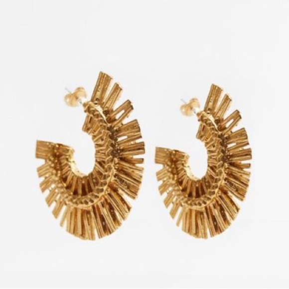 Zara Gold Flat Hoop Earrings - Picture 5 of 15